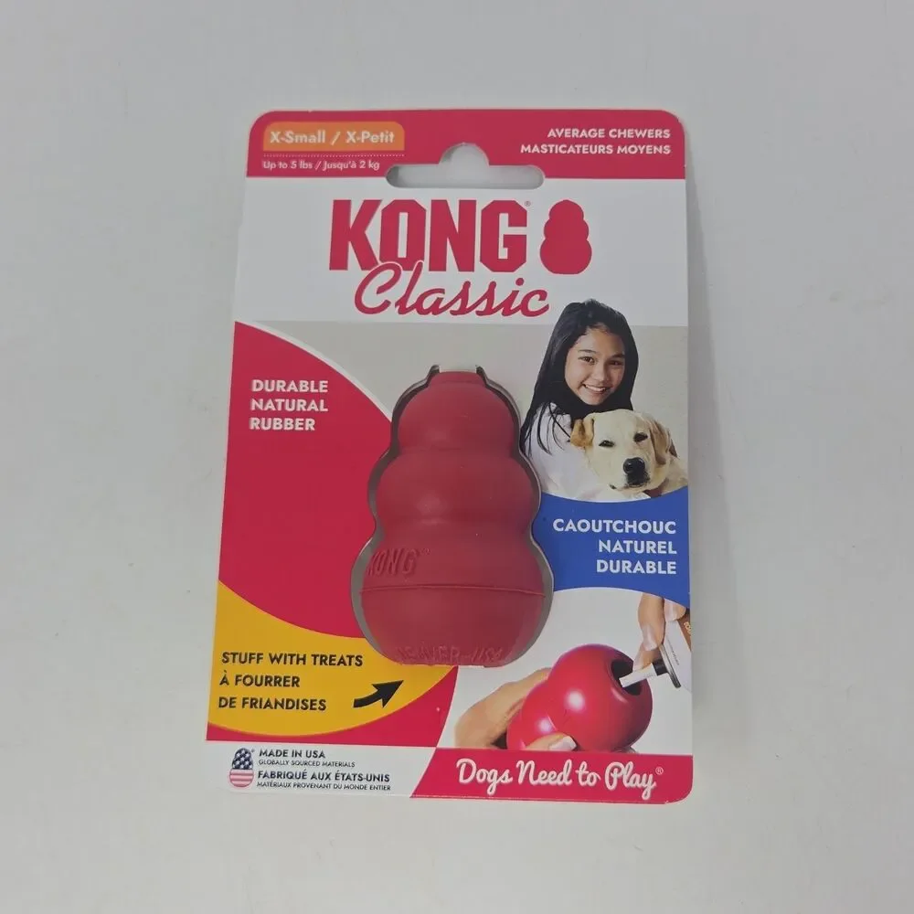 KONG Classic Stuffable Dog Toy - X-Small - Fetch & Chew Toy for Dogs Up To 5lbs